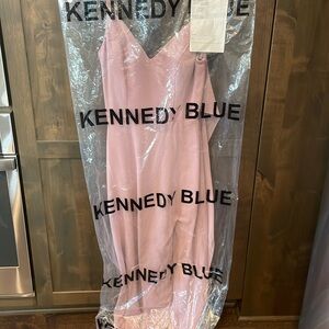 Light pink bridesmaid dress with pockets & slotted skirt